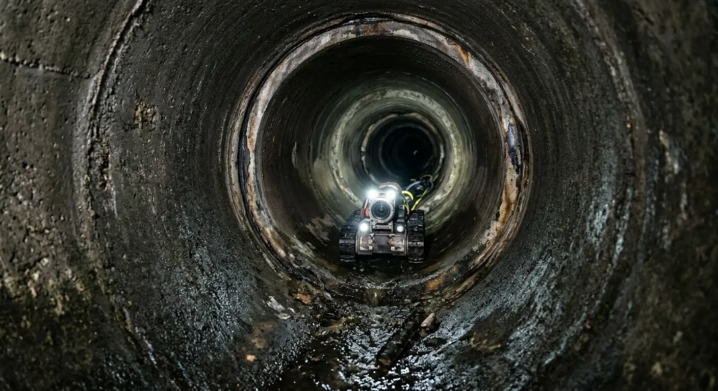 Robotic sewer camera inspecting pipe interior for Sewer Line Repair in Grinnell